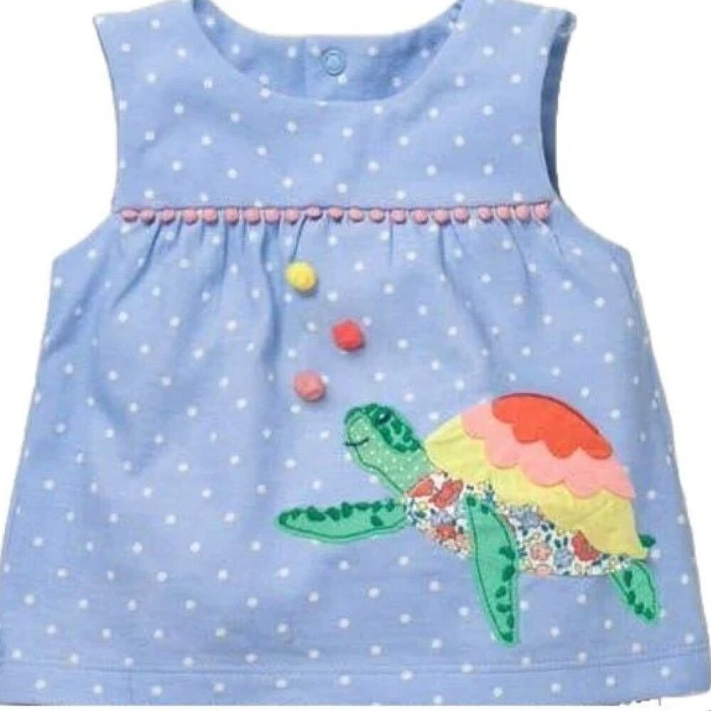 Baby Boden Lot Turtle Applique Cotton Top and Baby Boden Applique Woven Top 12M - Picture 3 of 8